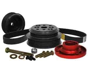 30 PRO SERIES SERPENTINE PULLEY KIT SBC W/ BLOCK MOUNTED STEERING PUMP