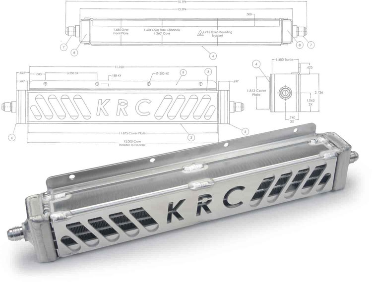 FLUID COOLER 12 X1.5 X 2 -6AN MALE IN -6AN MALE OUT TRANSMISSION OR POWER STEERING