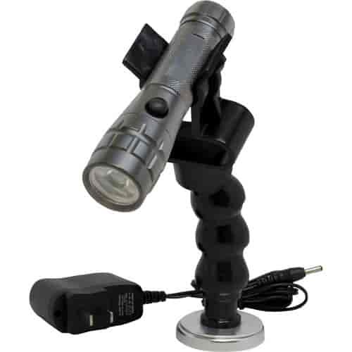 Rechargeable LED Flashlight with Flexible Magnetic Holder