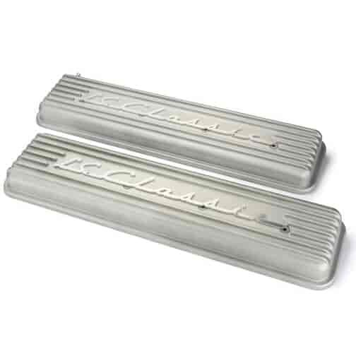 Small Block Chevy Finned Style Valve Covers [Natural Cast Aluminum Finish]
