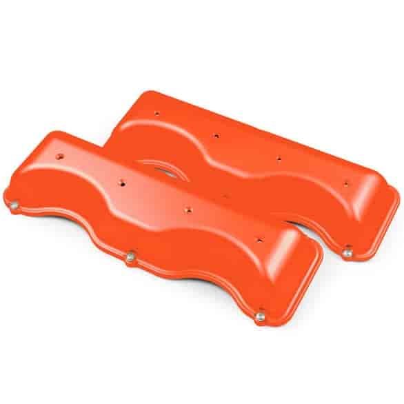 W-Block Chevy 348-409 Style Valve Covers [Orange Painted Finish]