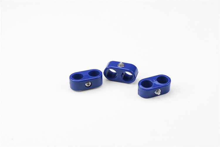 20-522-12 Double Place T Clamp, 9/16 in.-9/16 in, 6AN, 3 Pieces, Blue