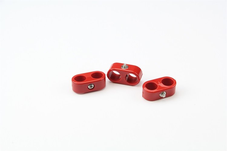 20-622-13 Double Place T Clamp, 5/8 in.-5/8 in, 6AN, 3 Pieces, Red
