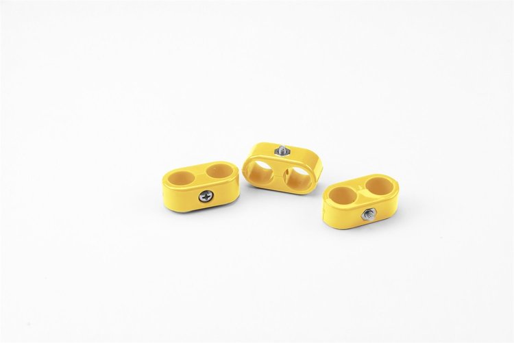 20-622-15 Double Place T Clamp, 5/8 in.-5/8 in, 6AN, 3 Pieces, Yellow