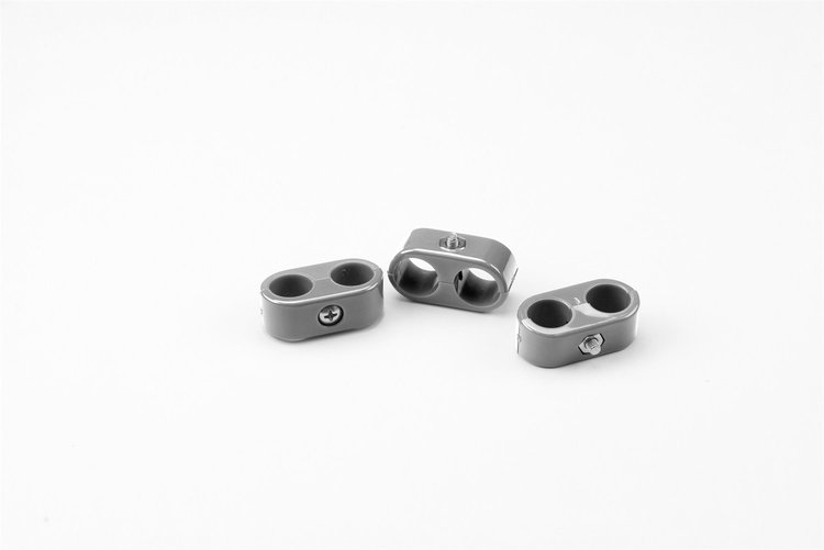 20-622-19 Double Place T Clamp, 5/8 in.-5/8 in, 6AN, 3 Pieces, Gray