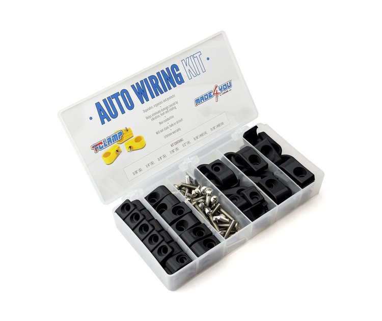 30-895-11 T Clamp Auto Wiring Kit, 3/16 in.-11/16 in, 8AN, Black