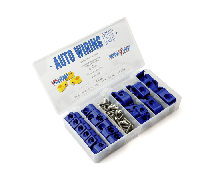 30-895-12 T Clamp Auto Wiring Kit, 3/16 in.-11/16 in, 8AN, Blue