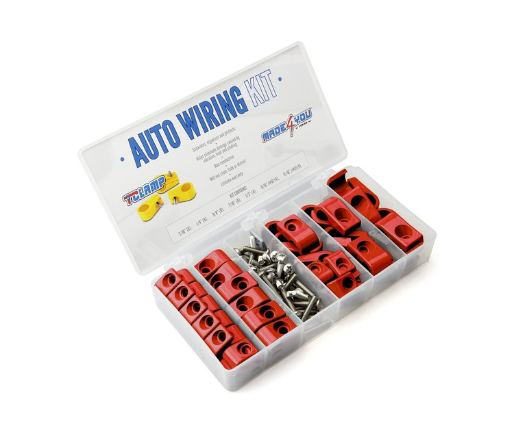 30-895-13 T Clamp Auto Wiring Kit, 3/16 in.-11/16 in, 8AN, Red