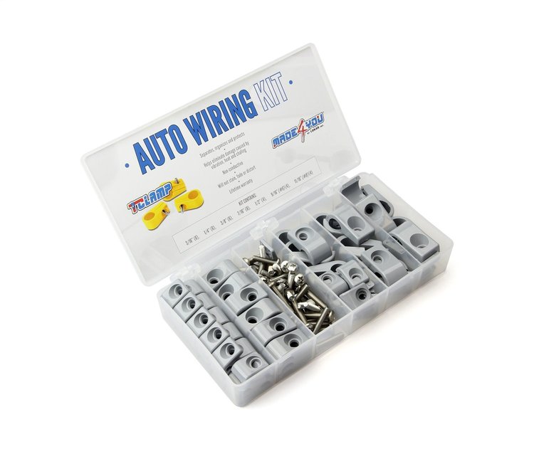 30-895-19 T Clamp Auto Wiring Kit, 3/16 in.-11/16 in, 8AN, Gray