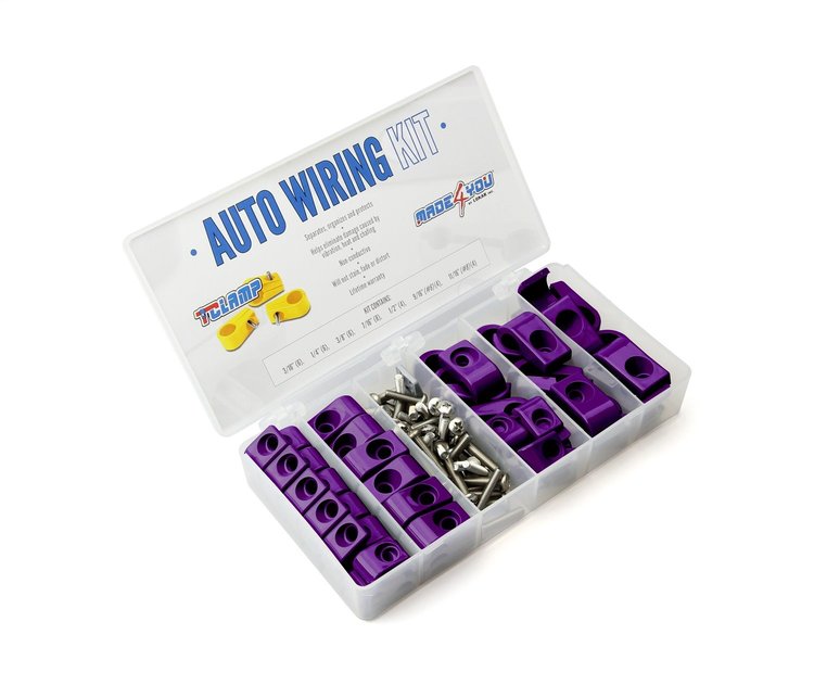30-895-20 T Clamp Auto Wiring Kit, 3/16 in.-11/16 in, 8AN, Purple