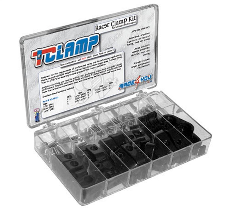 30-896-11 T Clamp Racer Kit, 4 to 10 Single, 9/16 in. to 15/16 in. Double Clamps, Black