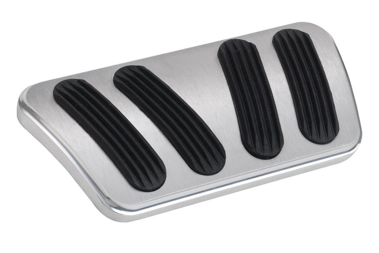 BAG-6176 Brake Pedal Pad, Brushed Aluminum, Curved, w/Rubber Insert, Billet Aluminum