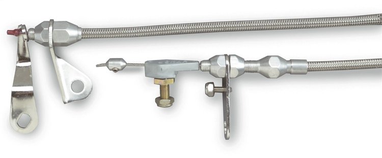 KD-20C4HT Ford C4 Stainless Steel Kickdown Cable Kit Brushed Finish Aluminum Fittings and Ferrule