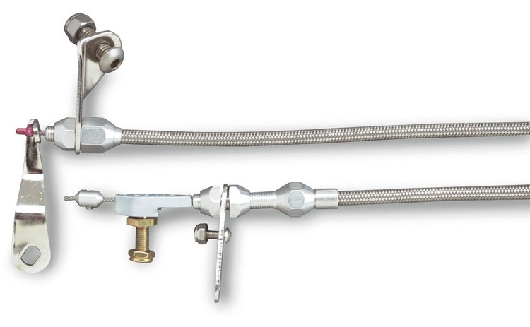 KD-20C6HT Ford C6 Stainless Steel Kickdown Cable Kit Brushed Finish Aluminum Fittings and Ferrule