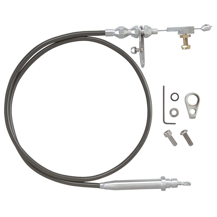 KD-2350HTBLACK GM TH350 Black Kickdown Cable Kit Brushed Finish Aluminum Fittings and Ferrule