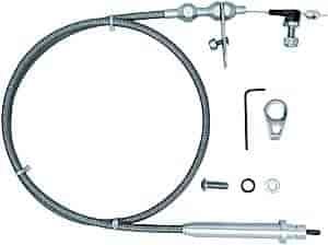 GM TH400 Black Kickdown Cable Kit Brushed Aluminum Fittings and Ferrule