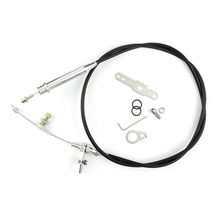 GM TH700-R4 Stainless Steel Kickdown Cable Kit Brushed Aluminum Fittings and Ferrule