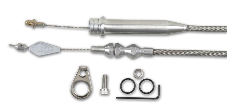 KD-2700TP GM TH700-R4 Tuned Port Stainless Steel Kickdown Cable Kit Brushed Finish Aluminum Fittings and Ferrule