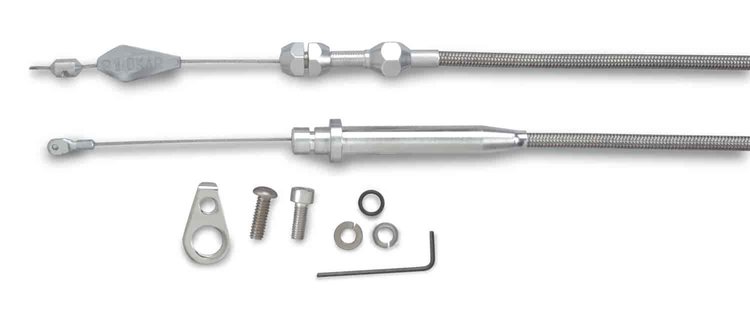Chrysler TF-727 Tuned Port Stainless Steel Kickdown Cable Kit Brushed Aluminum Fittings and Ferrule