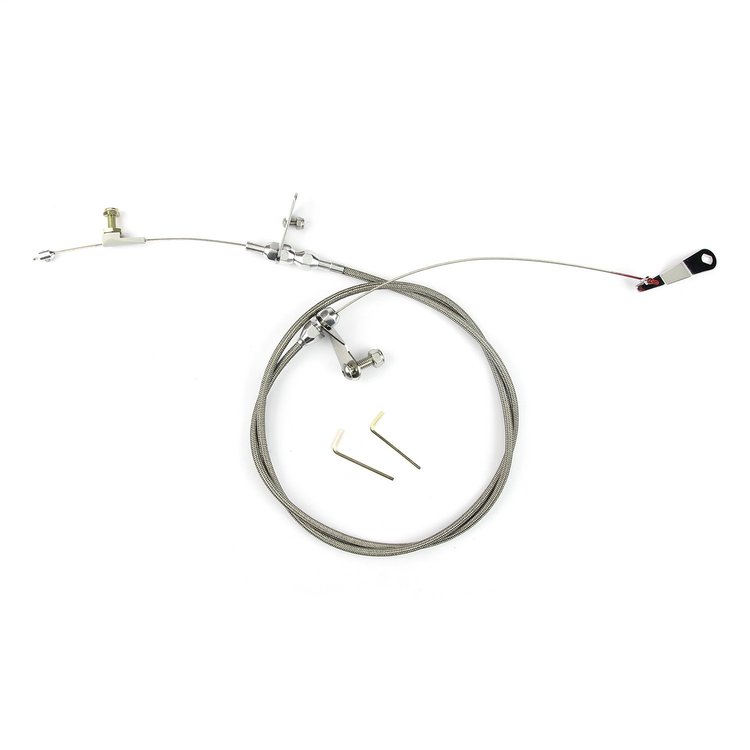 KDP-20C6HT Ford C6 Stainless Steel Kickdown Cable Kit Polished Aluminum Fittings and Ferrule