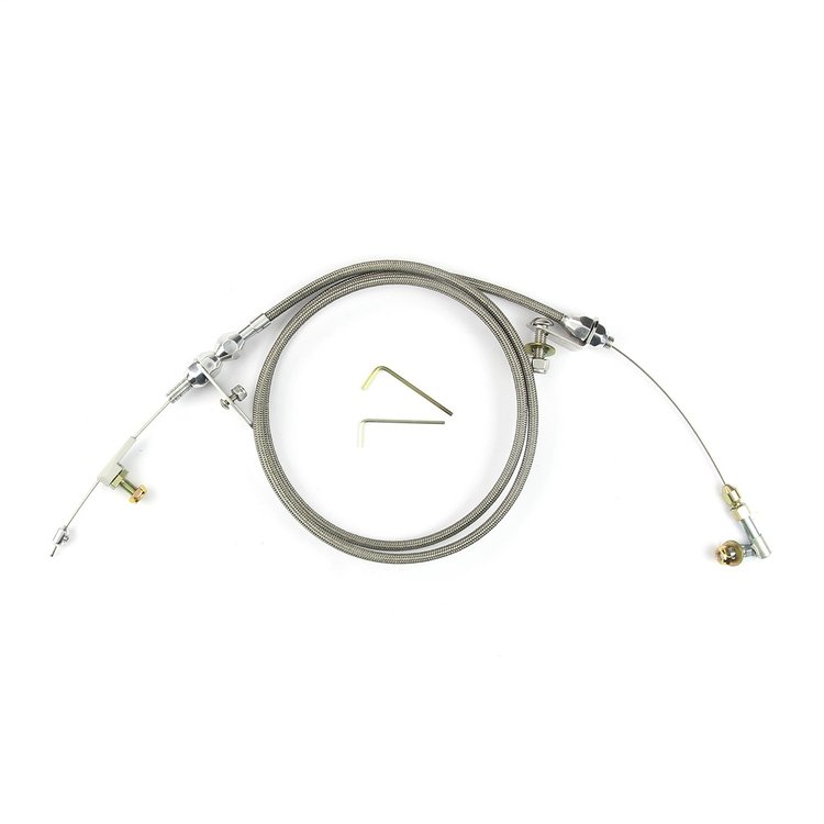 GM Powerglide Stainless Steel Kickdown Cable Kit Polished Aluminum Fittings and Ferrule
