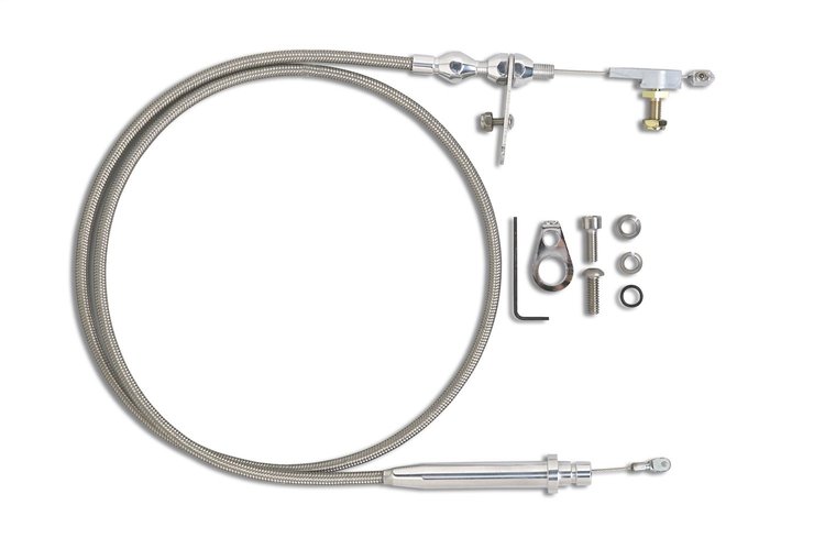GM TH200 Stainless Steel Kickdown Cable Kit Polished Aluminum Fittings and Ferrule