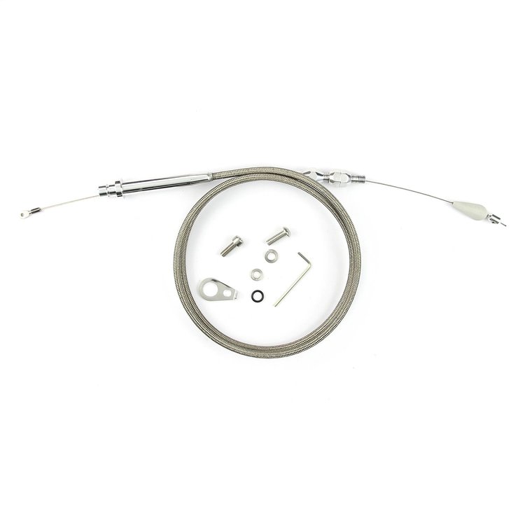 KDP-2350TP GM TH350 Tuned Port Stainless Steel Kickdown Cable Kit Polished Aluminum Fittings and Ferrule
