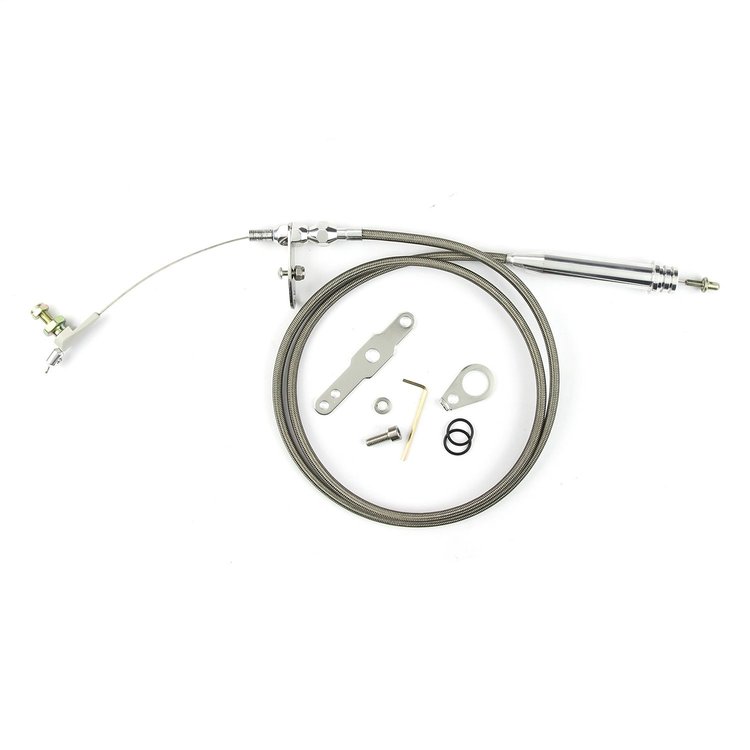 KDP-2700HT GM TH700-R4 Stainless Steel Kickdown Cable Kit Polished Aluminum Fittings and Ferrule