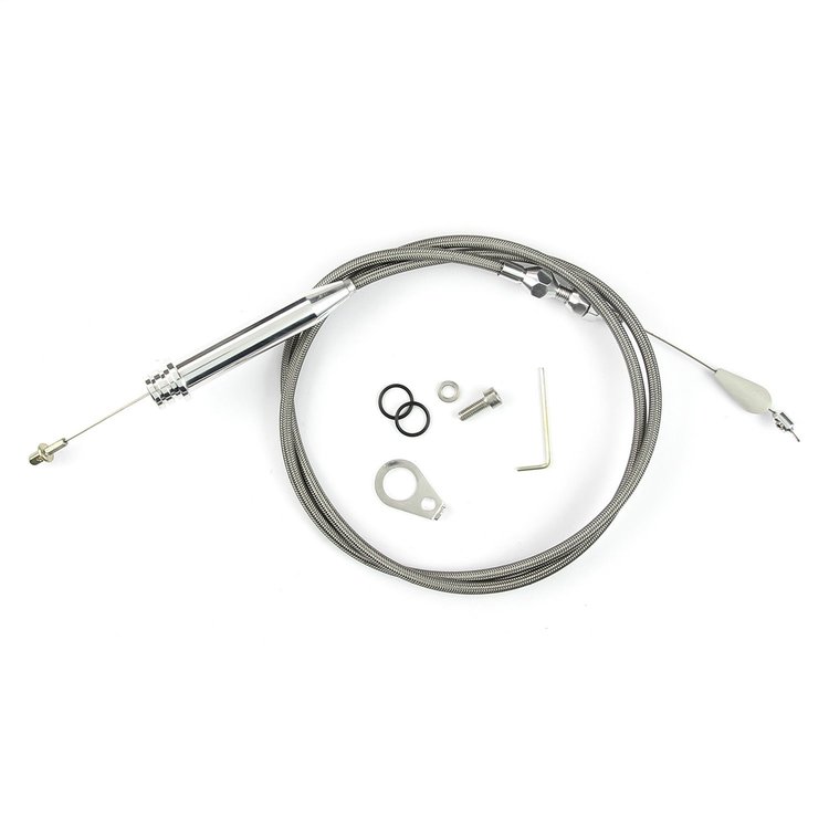 KDP-2700TP GM TH700-R4 Tuned Port Stainless Steel Kickdown Cable Kit Polished Aluminum Fittings and Ferrule