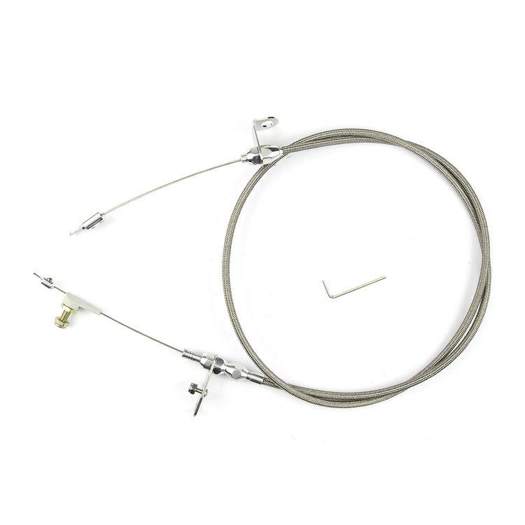 KDP-2FMXHT Ford FMX Stainless Steel Kickdown Cable Kit Polished Aluminum Fittings and Ferrule
