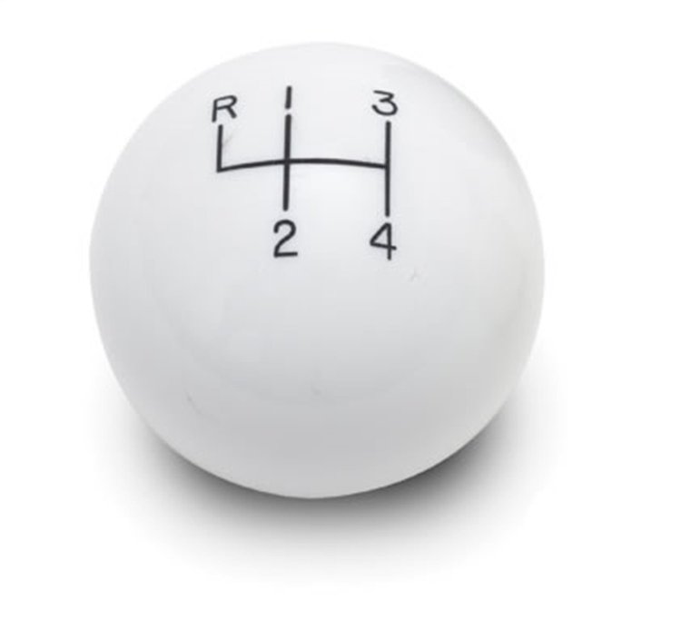 SK-6894 Manual Transmission Shifter Knob, For Lokar Shifters Only, 4 Speed, Reverse Up Left, 2 in. Knob, Billet Aluminum, White