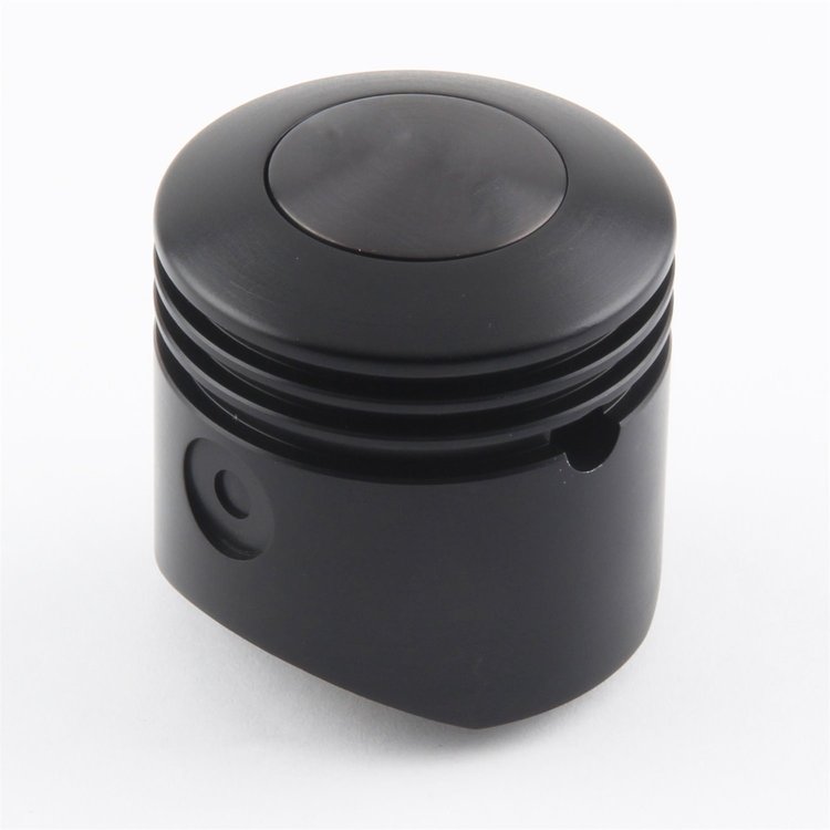 SK-6955 Auto Transmission Shifter Knob, For Lokar Shifters Only, Plain Button, Billet Aluminum, Piston, Black