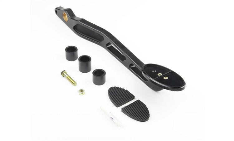 XBCA-9504 Brake Pedal Arm, XL Oval Pad, 180 deg., Bronze Pivot Bushing, Billet Aluminum, Black Finish