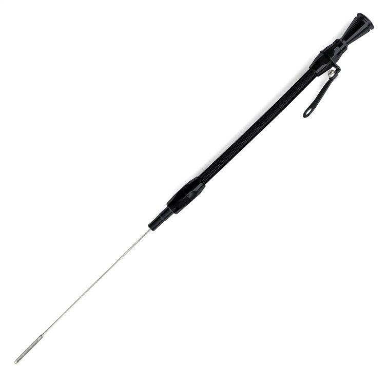 XED-5012 Flexible Engine Dipstick, Push Into Block/Front Sump, Billet Aluminum, Black Housing