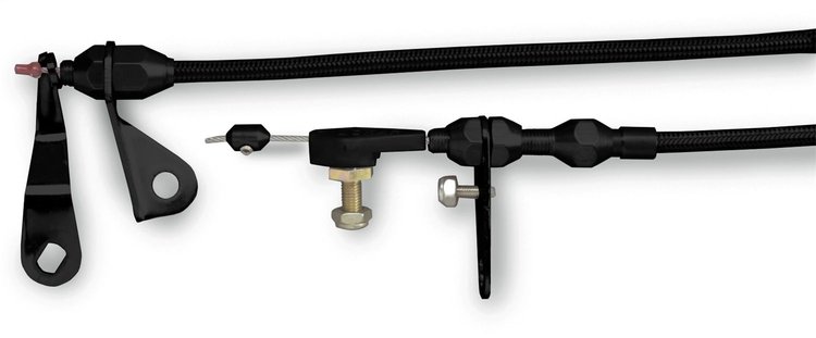 XKD-20C4HT Ford C4 Transmission Kickdown Cable Kit Black Anodized Aluminum Fittings and Ferrule
