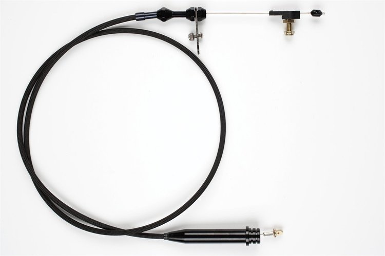 GM 4L60 Stainless Steel Kickdown Cable Kit Brushed Aluminum Fittings and Ferrule Midnight Series, Black Finish
