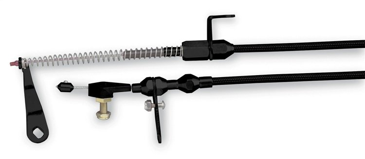 XKD-2AODHT Ford AOD Transmission Kickdown Cable Kit Black Anodized Aluminum Fittings and Ferrule