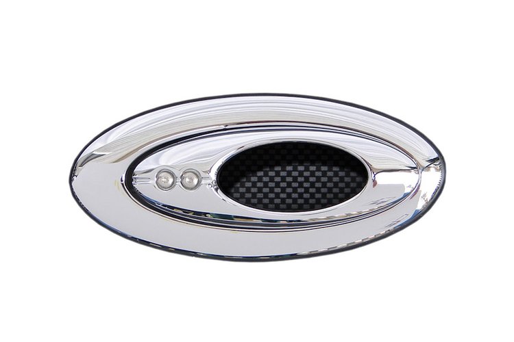 EL-503 Interior Door Handle, Front, Cast Aluminum, Open Ellipse, w/Inserts, Chrome