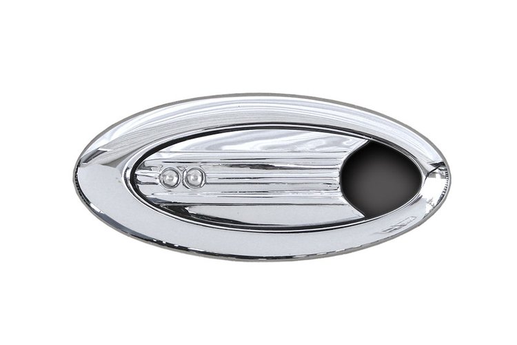 EL-504 Interior Door Handle, Front, Cast Aluminum, Ribbed Elliptical, w/Inserts, Chrome