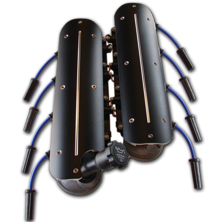 LSC-01-B Coil Cover, 6063-t6 Aluminum, Black Finish, w/Oil Fill Cut Out On Passenger Side, For LS Crate Engines, Except LS9
