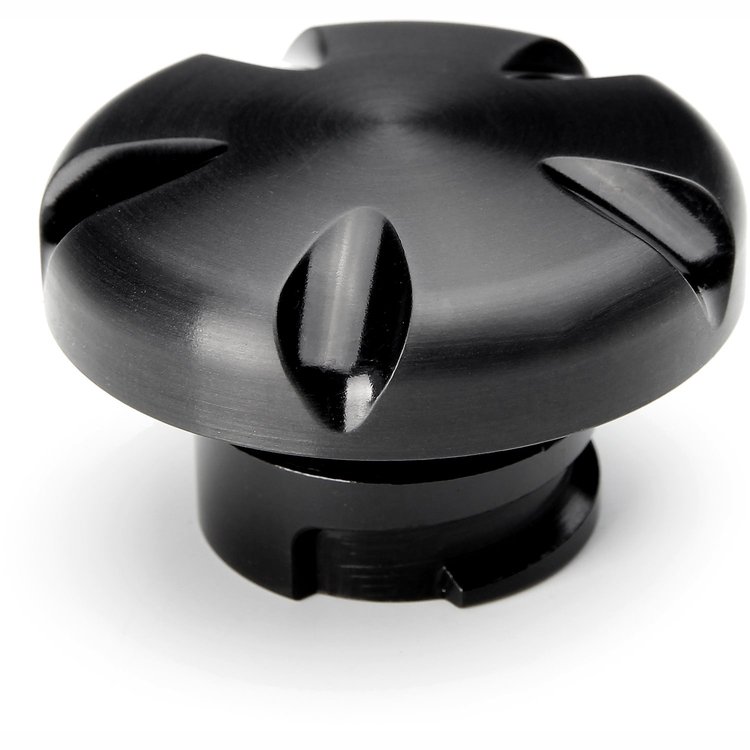 LSO-01-B LS Engine Oil Cap, Grooved, Billet Aluminum, Black Finish