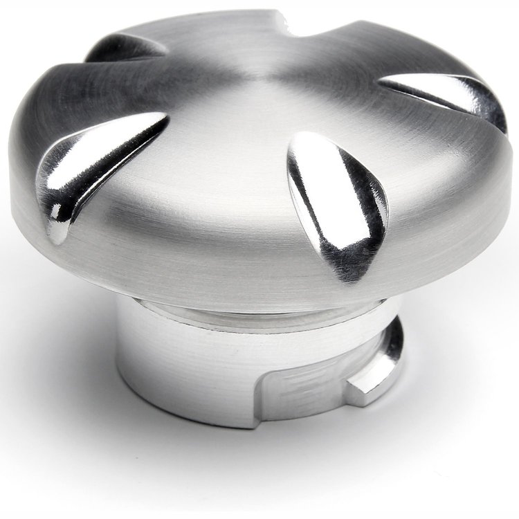 Billet Aluminum Oil Cap for GM LS Engines [Grooved, Brushed]