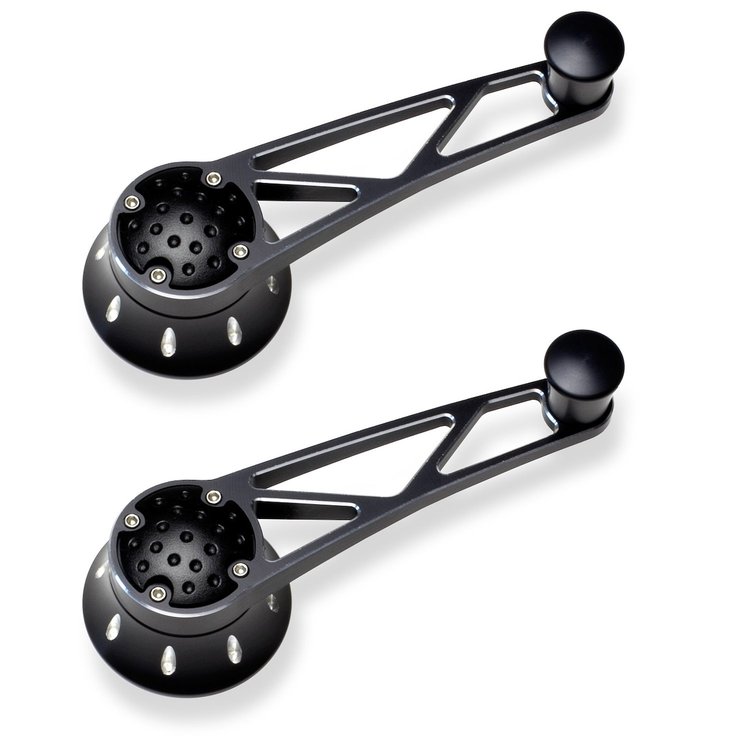 PT-403 Window Crank Handle, Black Powdercoated w/Machined Highlights, Truss Style, 1949 And Up GM/Ford