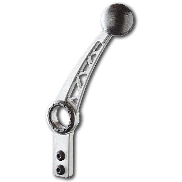 SH-204-10 Shifter Lever, Manual, Adjustable, 10 in., Hurst, Tremec, TKO-500, TKO-600, T-56, w/2 Bolt Flange, Gray Powder