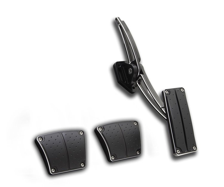 TA-206-BKM3 Accelerator / Brake / Clutch Pedal Set, Incl. Throttle Assembly, Brake Pad, Clutch Pad, Black