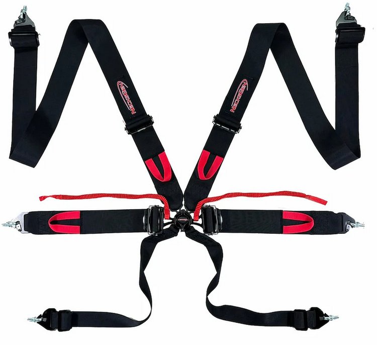 NG427 Racing Harness 6 Point 3 in. Webbing with 2 in. Step-Down Shoulders and Integrated Camlock [SFI 16.1]