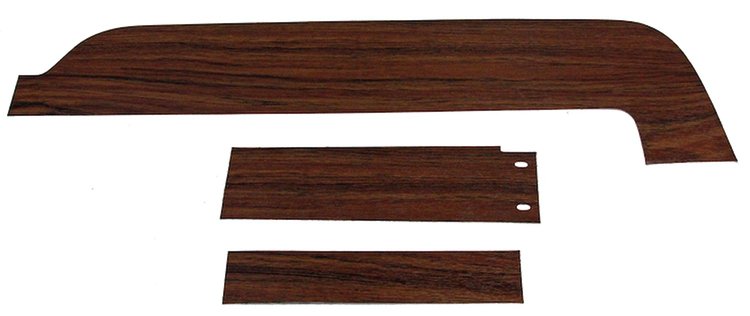 67-68 MUSTANG WOODGRAIN FOR PLASTIC CHROME ABOVE RADIO GLOVEBOX