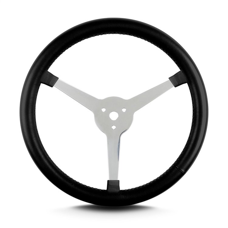 40001 Lake Steering Wheel, Black, Polished 3 Spokes