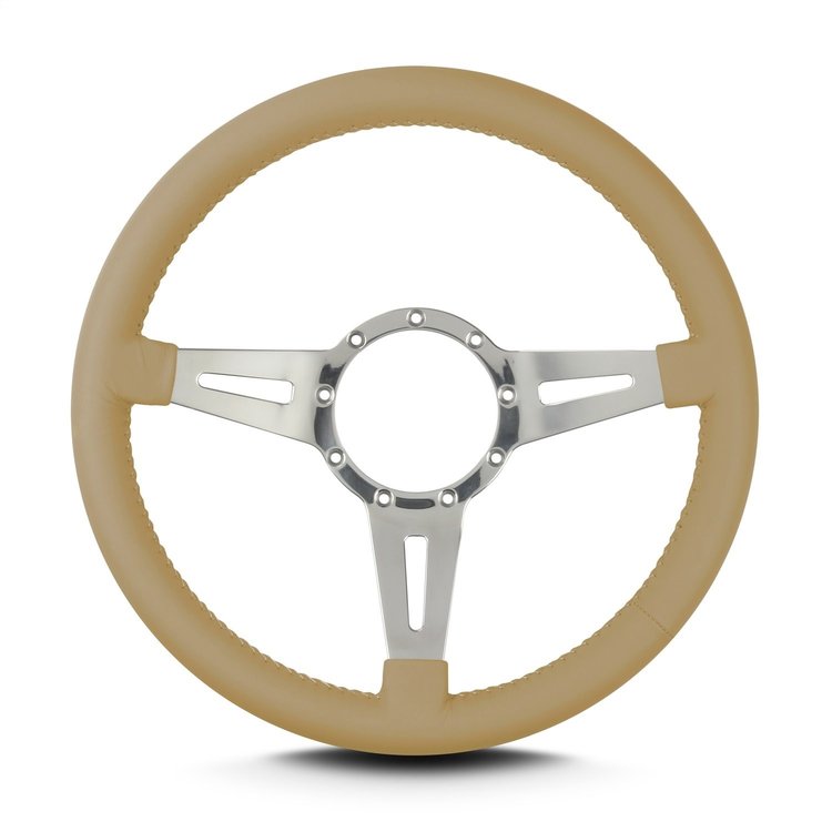 43209 Mark 4 Elegante Steering Wheel, Tan, Polished Spokes, 14 in. Standard Grip