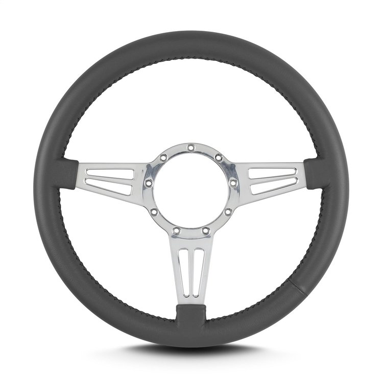 44406 Mark 4 Double Slot Steering Wheel, Dark Grey, Polished Spokes, 14 in. Standard Grip